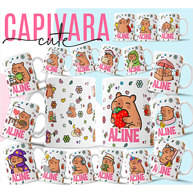 18 Artes para Caneca Capivaras Cute Arquivo Editável 