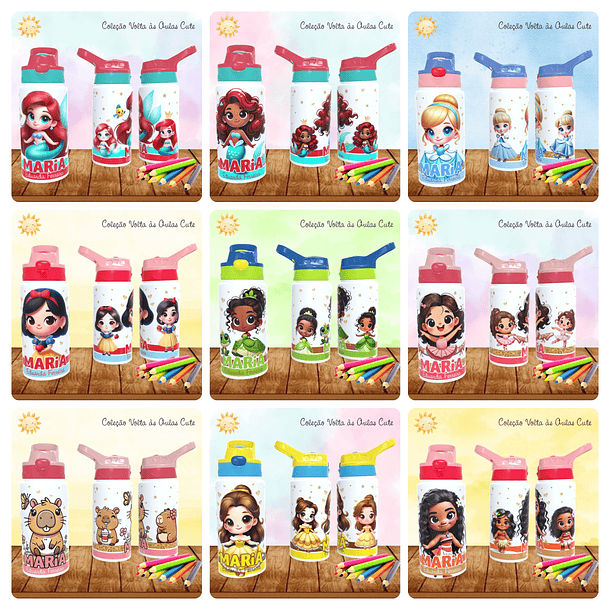 165 Artes para Toalinha Squeeze e Caneca Personagens Volta as Aulas Arquivo Editável  13