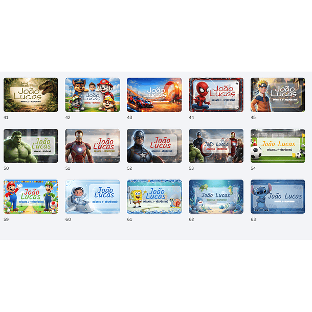 64 Artes para Etiquetas Escolares Personagens em Canva  1