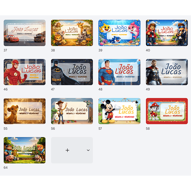 64 Artes para Etiquetas Escolares Personagens em Canva  2