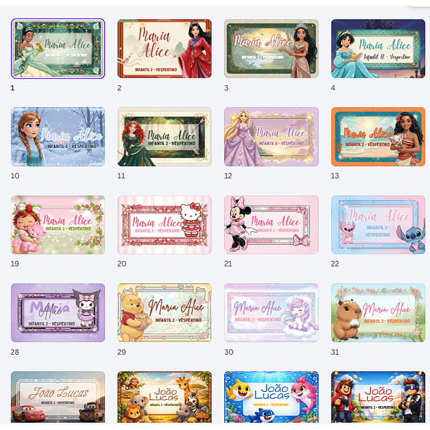 64 Artes para Etiquetas Escolares Personagens em Canva  4