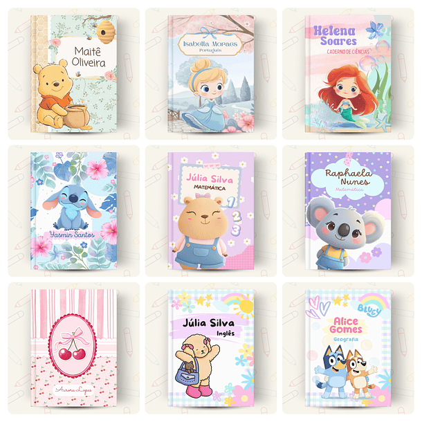 73 Artes para Capas de Caderno Personagens Volta às Aulas Arquivo em Canva 7