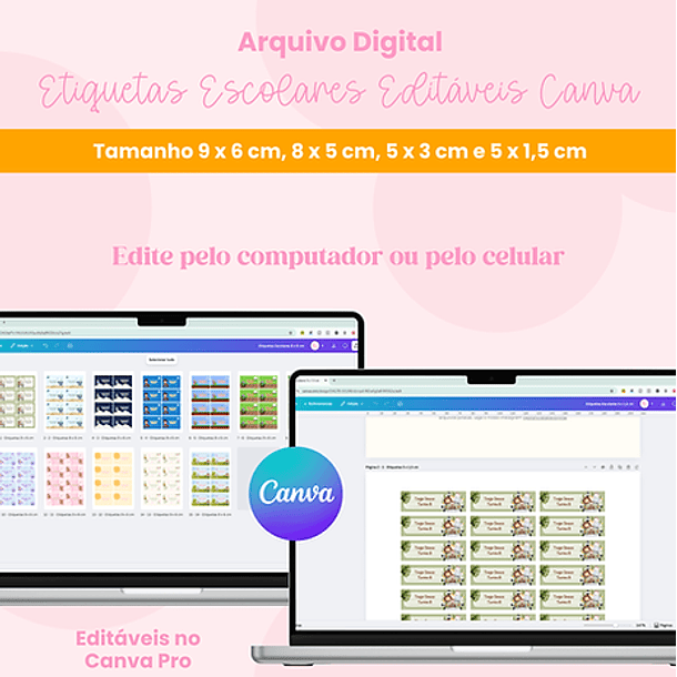 Arquivos Etiquetas Escolares Editáveis Canva  