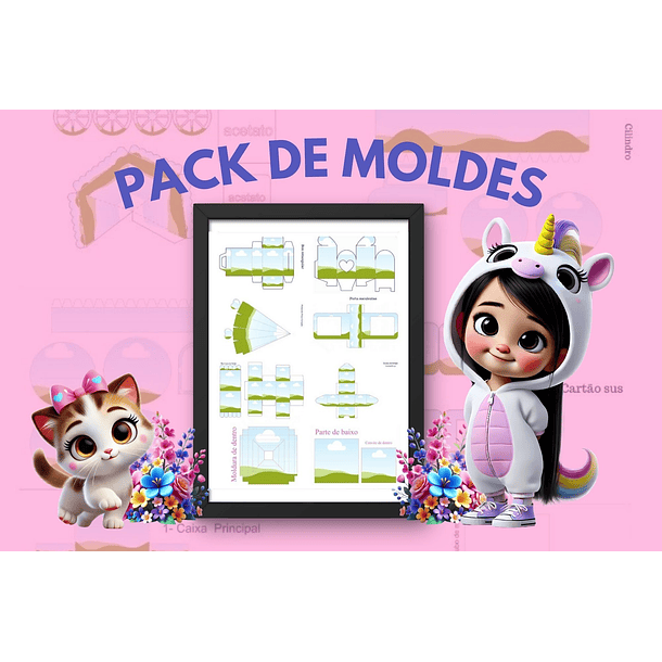 Arquivos Moldes + de 200 Moldes para Personalizados Festa Editável  