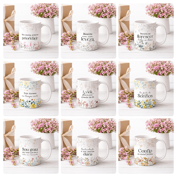 20 Artes para Caneca Frases Florescer Arquivo Editável 1