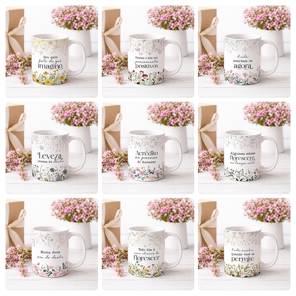 20 Artes para Caneca Frases Florescer Arquivo Editável 2