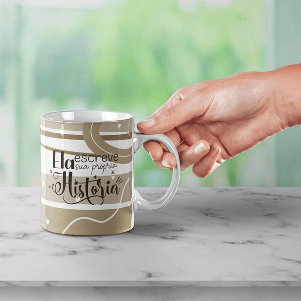 Arte Caneca Ela Escreve sua Propia Historia Arquivo Digital PNG JPG para Sublimação 