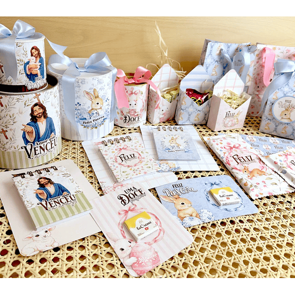 Kit Digital Mega combo Páscoa Cristã e Coelhinhos e Printables Aquarelado Arquivos em Png 9