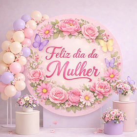 12 Artes para Painéis Redondo Dia das Mulheres Arquivo em Png - Sublimação 