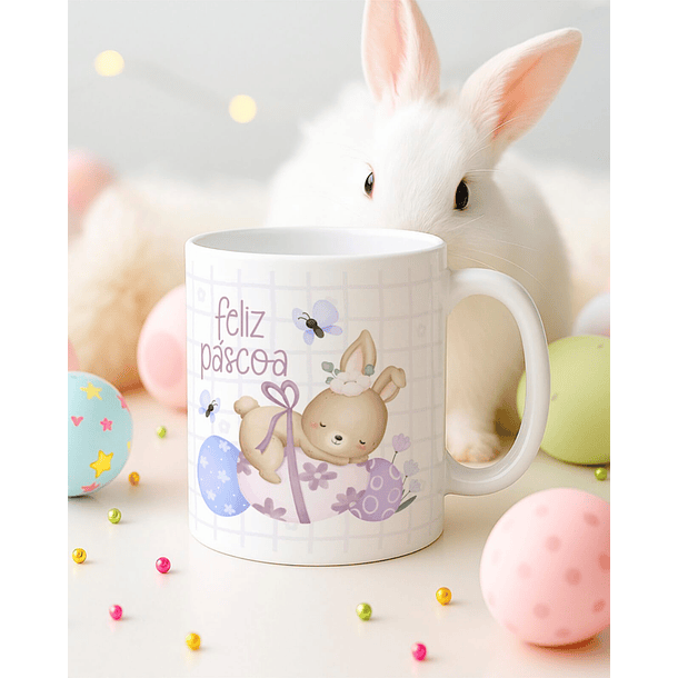 15 Artes para Canecas Páscoa Delicada Coelhos Arquivo Editável  9