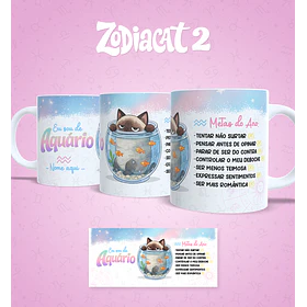 24 Artes para Caneca Siguinos Gatinhos Zodiacat Vol. 2  e 1 Arquivo para Impressão Sublimação