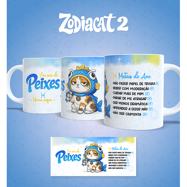 24 Artes para Caneca Siguinos Gatinhos Zodiacat Vol. 2  e 1 Arquivo em Jpg 3