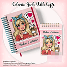 10 Artes para Caderno Pautado A5 Bloquinho A6  Coleção Retro Girls With Coffe Arquivo Pdf 5