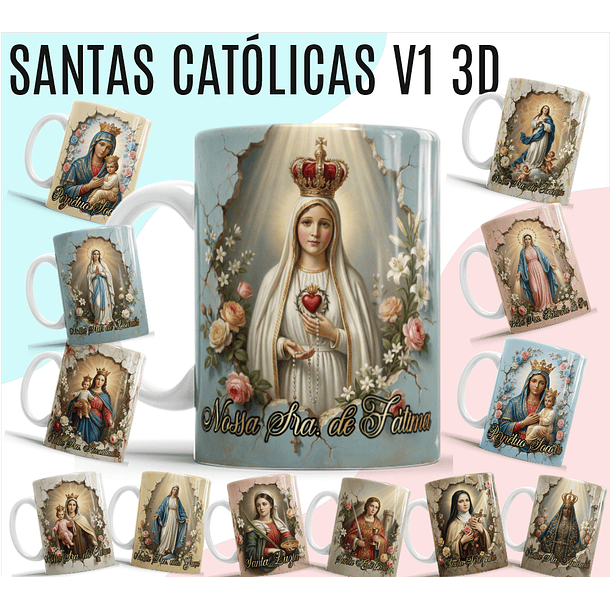 24 Artes para Caneca e Camisa Santinhas Catolicas Arquivo Editável 2