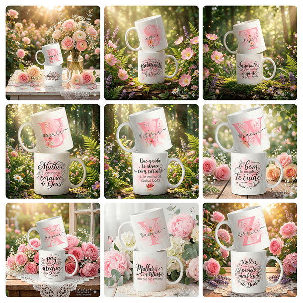 26 Artes para Caneca Alfabeto Dia Da Mulheres Arquivo Editável 1