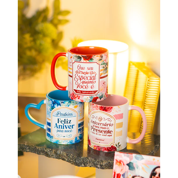 22 Artes para Caneca Feliz Aniversário Arquivo em Png - Sublimação 1