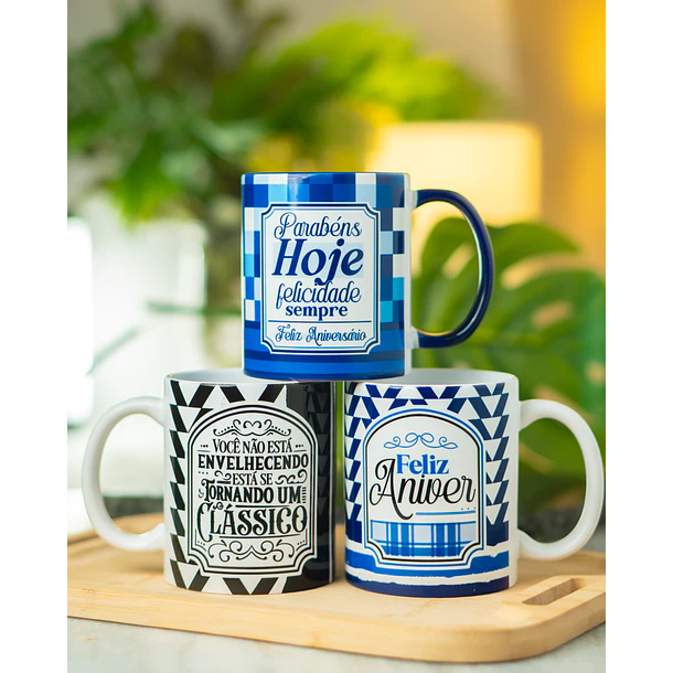 22 Artes para Caneca Feliz Aniversário Arquivo em Png - Sublimação 2