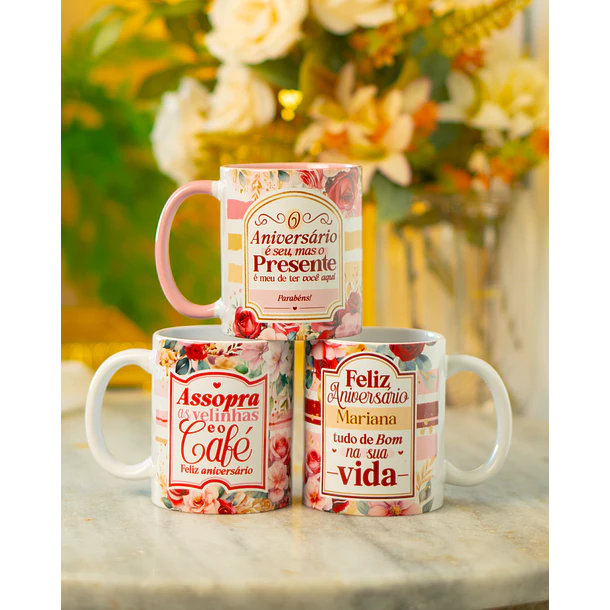 22 Artes para Caneca Feliz Aniversário Arquivo em Png - Sublimação 3