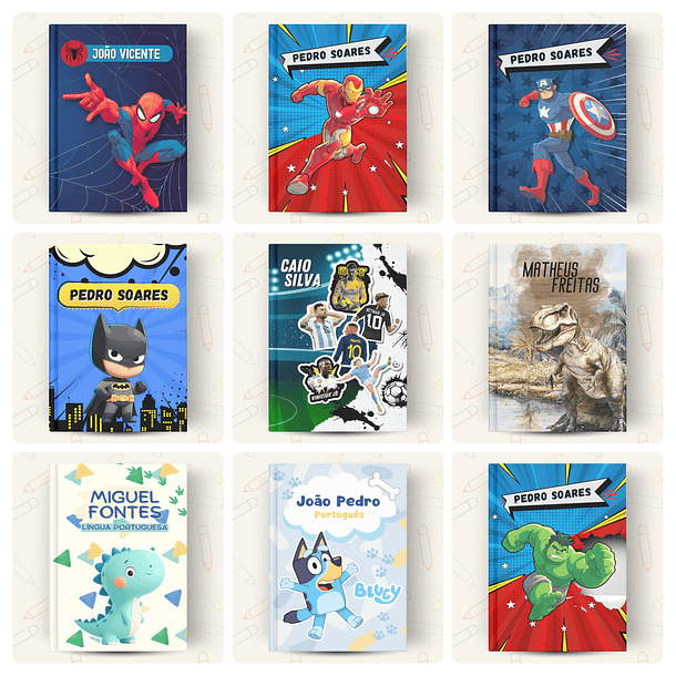 73 Artes para Capas de Caderno Personagens Volta às Aulas Arquivo em Canva 6