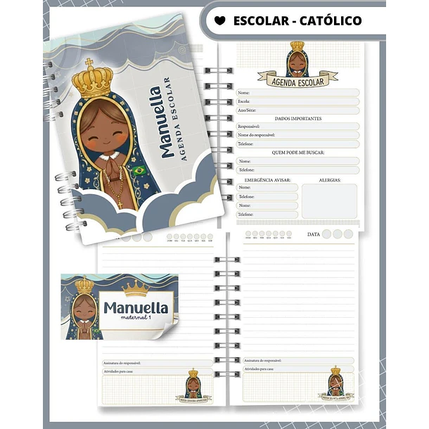 Arquivo agenda Escolar Catolica Santinhos Arquivo em Pdf  - Personalizados 3