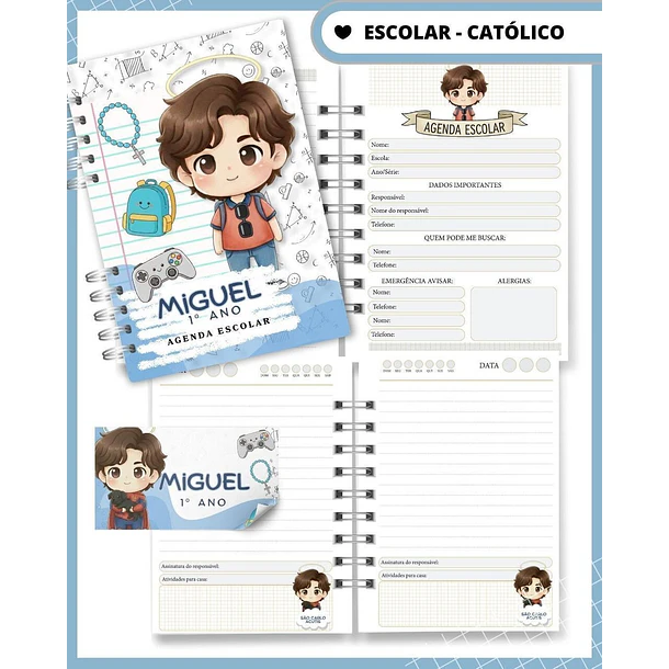 Arquivo agenda Escolar Catolica Santinhos Arquivo em Pdf  - Personalizados 4
