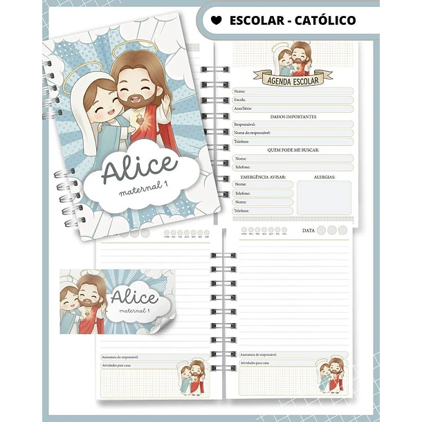 Arquivo agenda Escolar Catolica Santinhos Arquivo em Pdf  - Personalizados 7