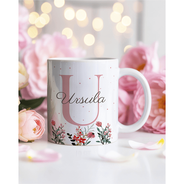 26 Artes para Caneca Alfabeto Feminino Flores Arquivo Editável - Sublimação 7