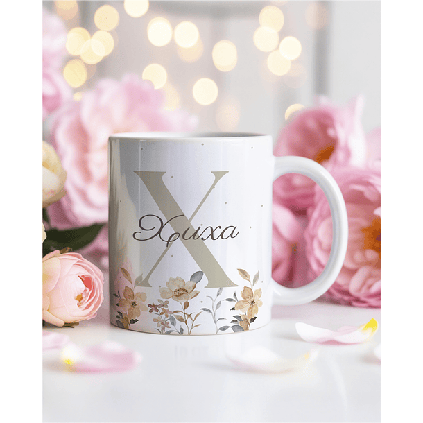 26 Artes para Caneca Alfabeto Feminino Flores Arquivo Editável - Sublimação 8
