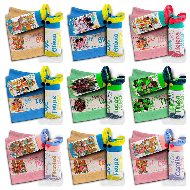 165 Artes para Toalinha Squeeze e Caneca Personagens Volta as Aulas Arquivo Editável - Sublimação 3