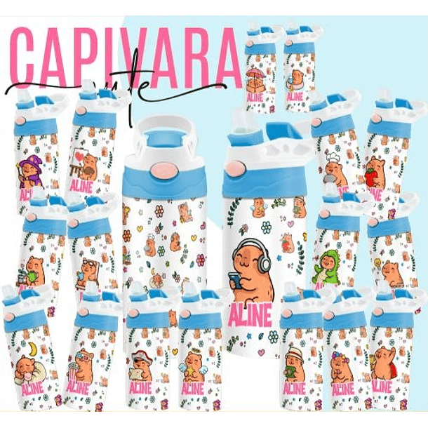 165 Artes para Toalinha Squeeze e Caneca Personagens Volta as Aulas Arquivo Editável - Sublimação 6