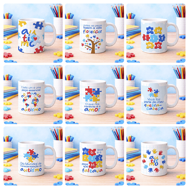 20 Artes para Caneca Autismo Arquivo Editável 4