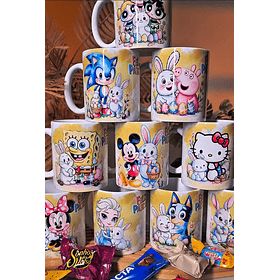 20 Artes para Caneca Personagens Páscoa Arquivo em Png