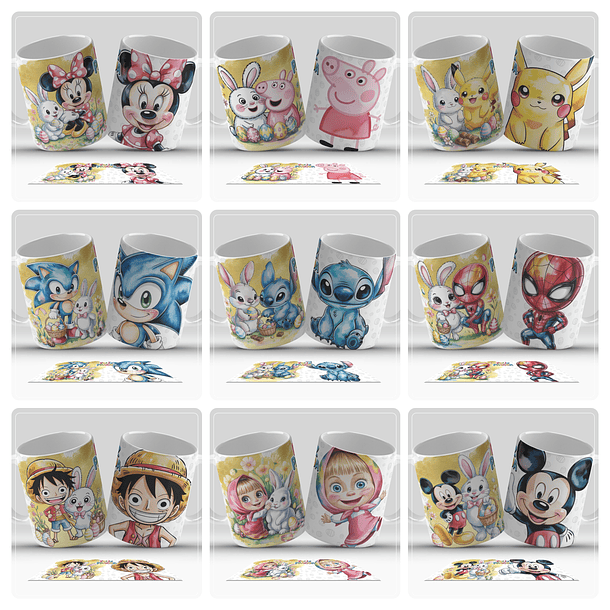 20 Artes para Caneca Personagens Páscoa Arquivo em Png 4