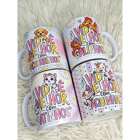 4 Artes para Caneca Animais Frases Fofinhas em png 