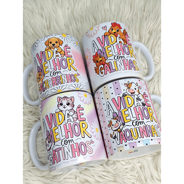 4 Artes para Caneca Animais Frases Fofinhas em png  1