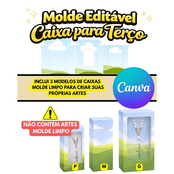 Arquivo Caixinha Terço Molde Caixa Editavel  