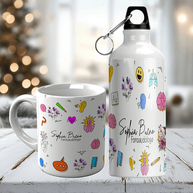 Arte para Caneca e Squeeze Fonoaudióloga em Png 