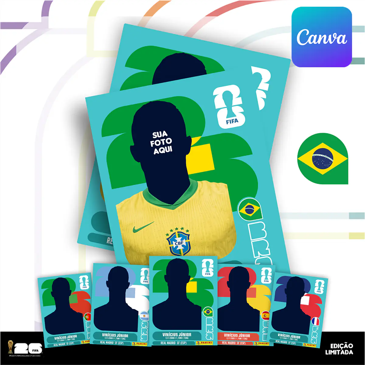 Figurinha da Copa do Mundo 2026 Personalizada (Brasil) | ... | Studio Booby