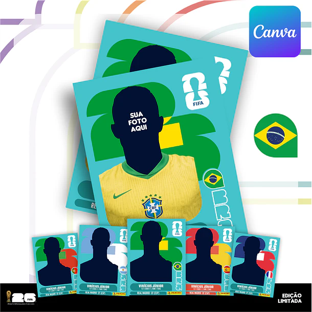 Figurinha da Copa do Mundo 2026 Personalizada (Brasil) | Editável no Canva 2