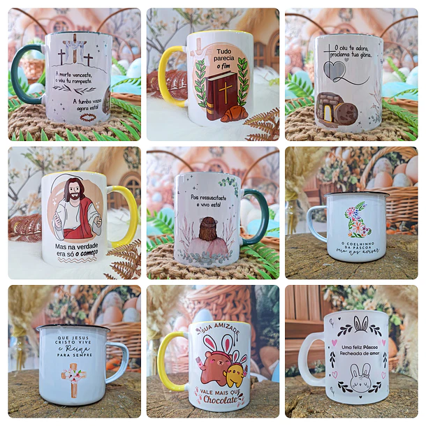 Kit 20 Artes para Caneca Páscoa Arquivo em Png 3