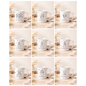 Kit Digital 20 Artes para Caneca Santinhos Minimalista Arquivo em Editável Para Sublimação