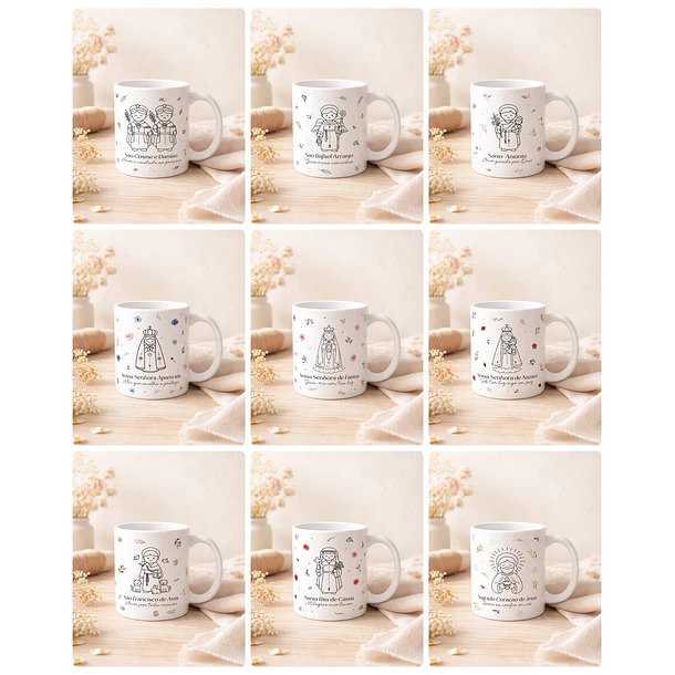 Kit Digital 20 Artes para Caneca Santinhos Minimalista Arquivo em Editável Para Sublimação 1