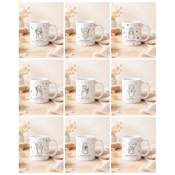Kit Digital 20 Artes para Caneca Santinhos Minimalista Arquivo em Editável Para Sublimação 2