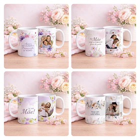 Kit 40 Artes para Caneca e Azulejo Dia das Mães Arquivo Editável Para Sublimação