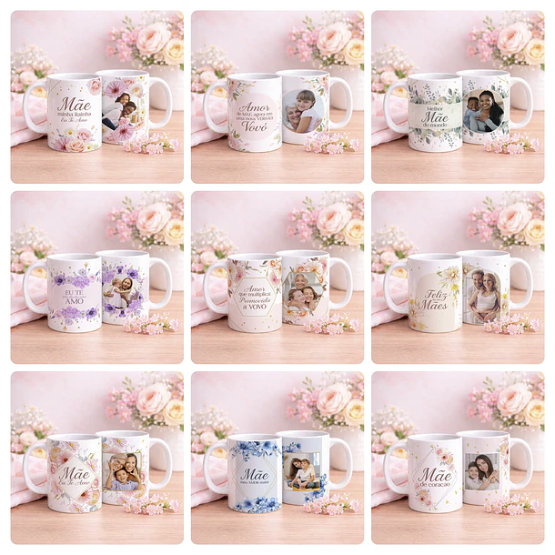 Kit 40 Artes para Caneca e Azulejo Dia das Mães Arquivo Editável Para Sublimação 9