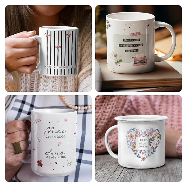 Kit 30 Artes para Caneca Xicara e Azulejo Dia das Mães Arquivo Editável Para Sublimação 5