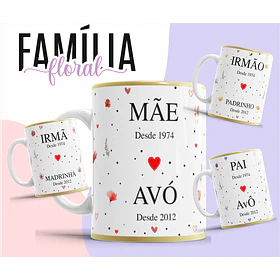 12 Artes para Caneca Floral Família Arquivo Editável 