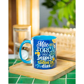 Arte Caneca Dia das Mães  PNG para Sublimação Frase Mãe Força me inspira todos os dias
