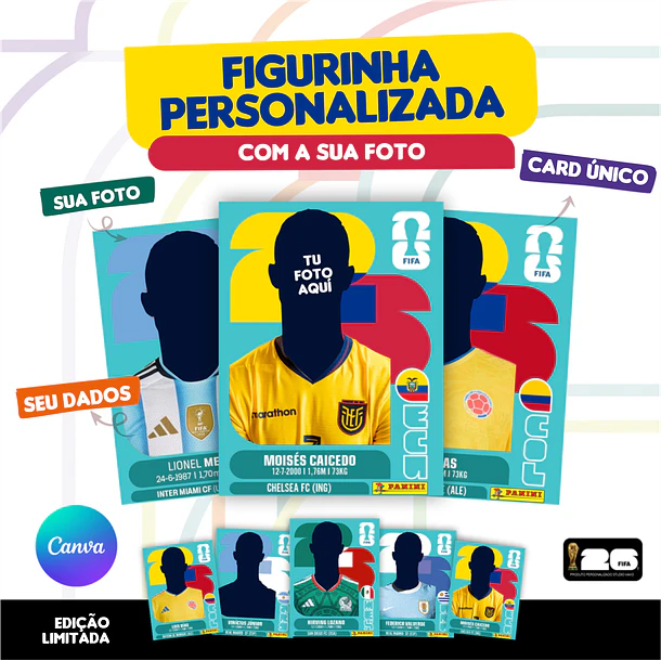 Figurinha da Copa do Mundo 2026 Personalizada Equador - Editável no Canva 