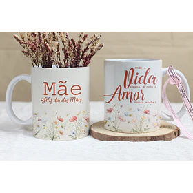 4 Artes para Caneca Dia das Mães Floral Arquivo Editável